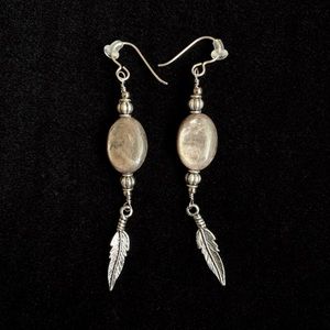 Tribal Hypersthene Feathered Earrings